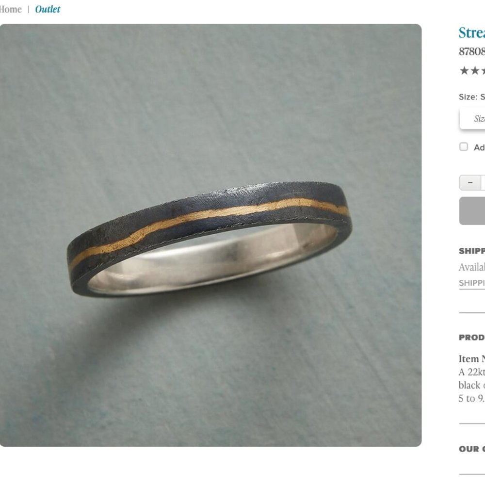 NIB Sundance silver and gold wedding band